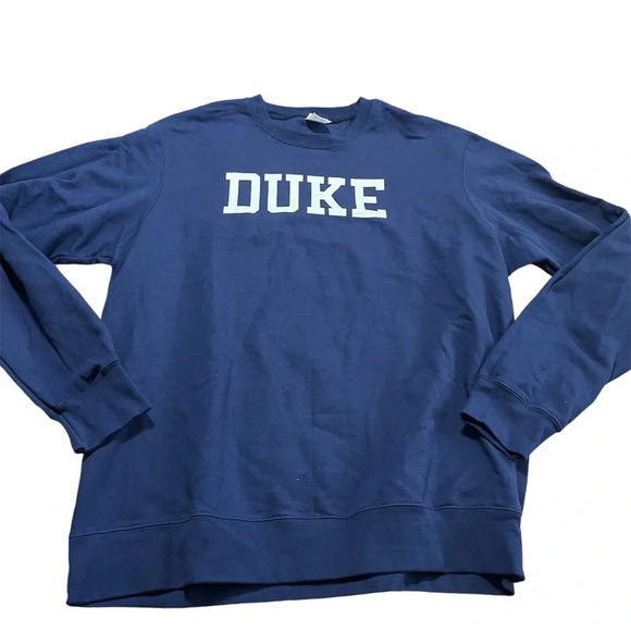 Vintage 90s Duke University Blue Devils Navy Blue Crewneck Sweatshirt Size Large - Picture 1 of 6